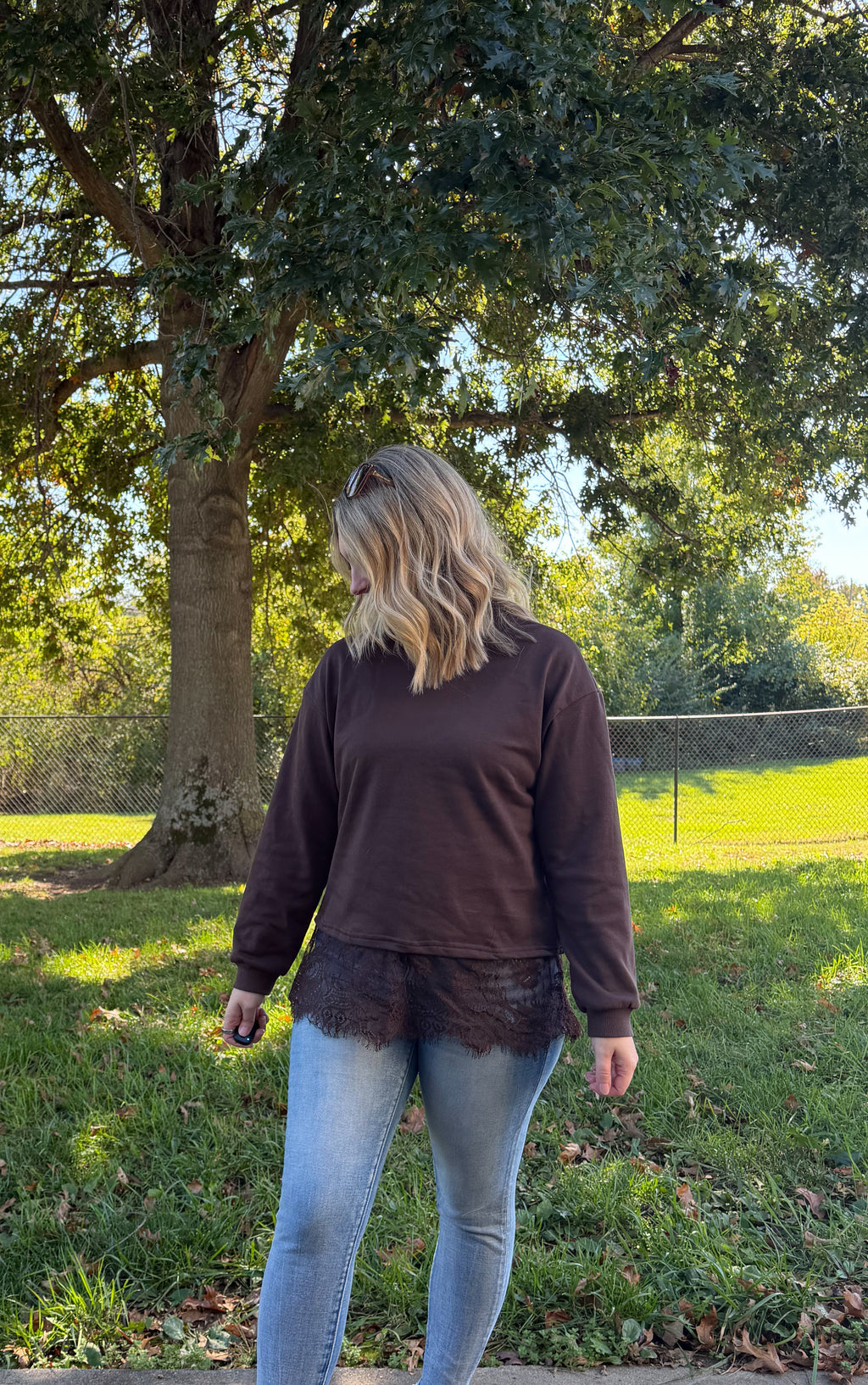 Lace Mock Neck Sweater