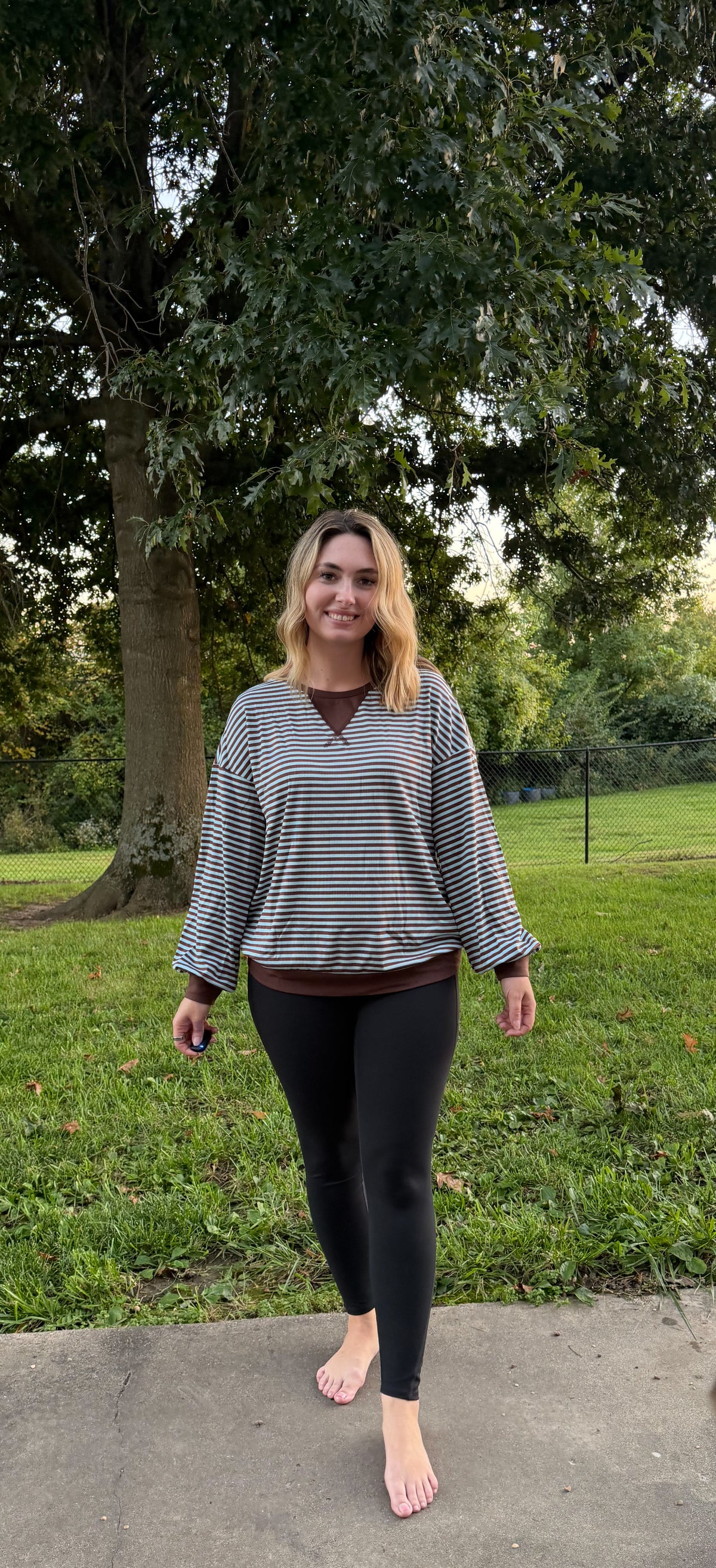 The Cozy Oversized Stripe Set - Taupe