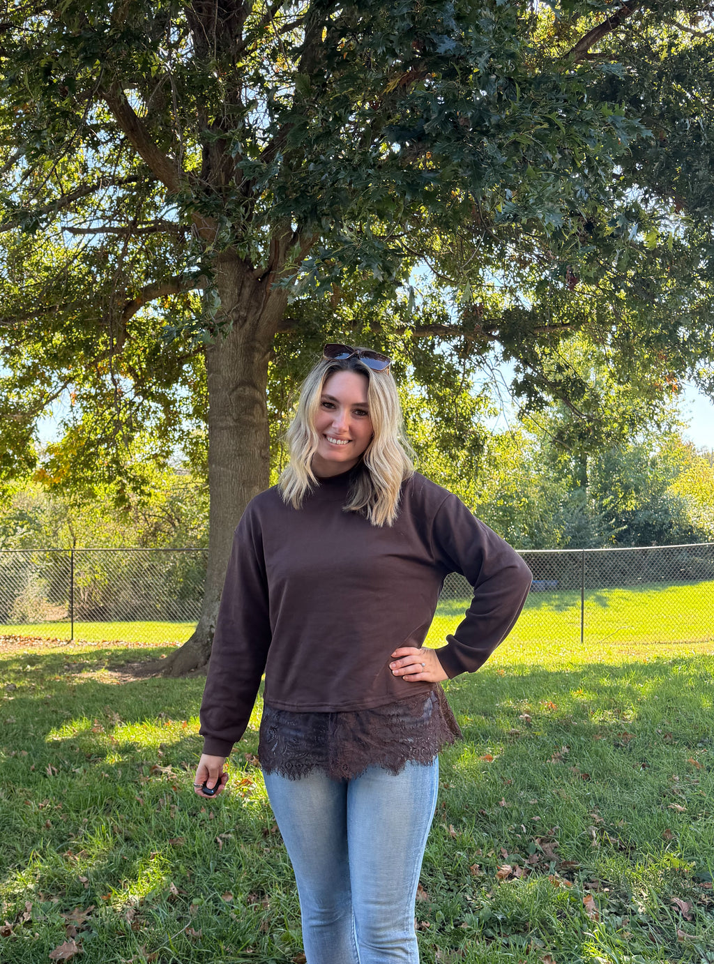 Lace Mock Neck Sweater