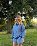 The Cozy Oversized Stripe Set - Blue